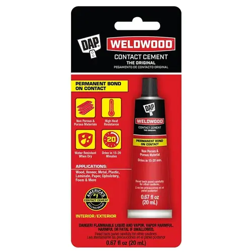 Weldwood Contact Cement, Liquid, Strong Solvent, Tan, 0.67 oz Bottle