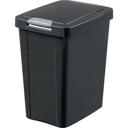 TouchTop Waste Basket, 7.5 gal Capacity, Black, 17-3/4 in H