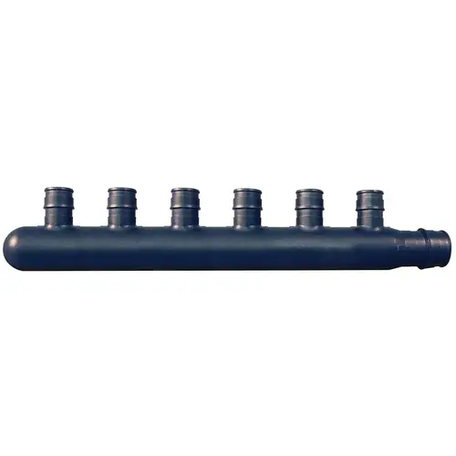 ExpansionPEX Series Closed Manifold, 9 in OAL, 1-Inlet, 3/4 in Inlet, 6-Outlet, 1/2 in Outlet Black ExpansionPEX Series Closed Manifold, 9 in OAL, 1-Inlet, 3/4 in Inlet, 6-Outlet, 1/2 in Outlet Black