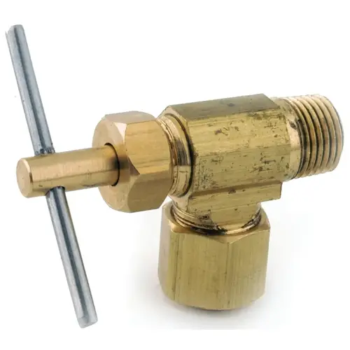 Straight Needle Shut-Off Valve, 1/4 x 1/8 in Connection, Compression x MIP, Brass Body Chrome Straight Needle Shut-Off Valve, 1/4 x 1/8 in Connection, Compression x MIP, Brass Body Chrome