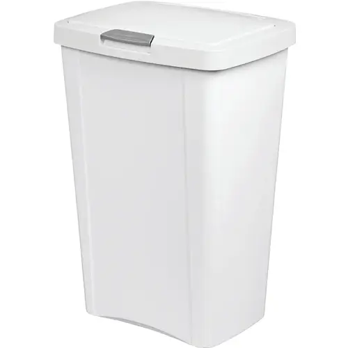 TouchTop Waste Basket with Latch, 13 gal Capacity, White, 24-3/4 in H