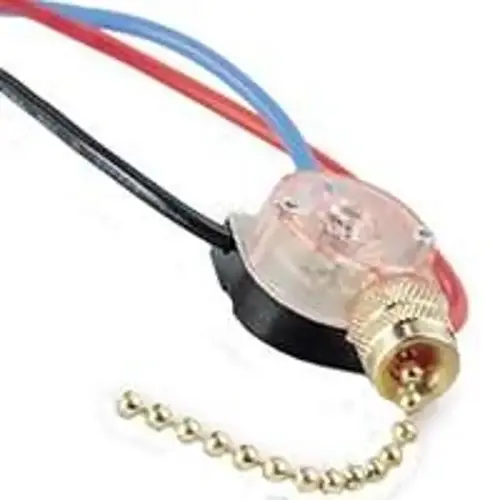 Pull Chain Switch, 2-Pole, 125/250 VAC, 6 A, Black/Clear, Brass Pull Chain Switch, 2-Pole, 125/250 VAC, 6 A, Black/Clear, Brass