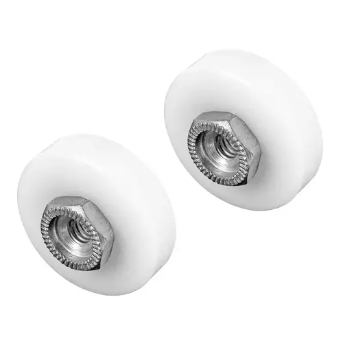 Shower Door Roller, Flat Edge, Plastic, White, For: 7/8 in Tall, J-Shaped Tracks Pair Shower Door Roller, Flat Edge, Plastic, White, For: 7/8 in Tall, J-Shaped Tracks Pair