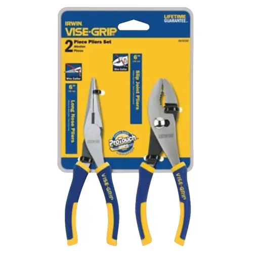 PLIER SET 6IN/6IN 2PC VISE GRP Pair Blue/Yellow