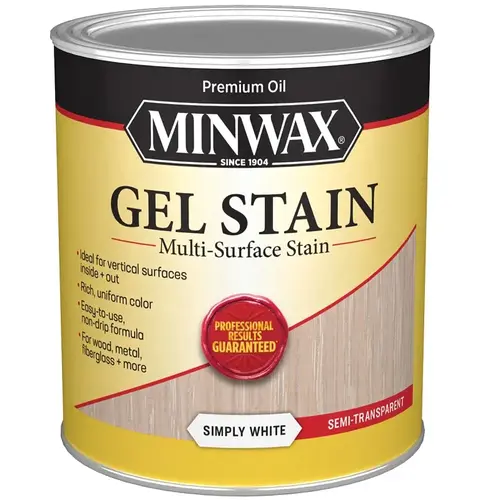 Gel Stain Semi-Transparent Simply White Oil-Based 1 qt Simply White