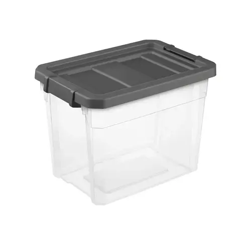 30 Qt./28L Flat Gray Stacker Storage Tote