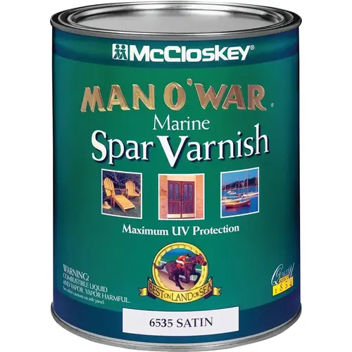 Man O'War Satin Low VOC Marine Spar Interior & Exterior Varnish, Quart Clear