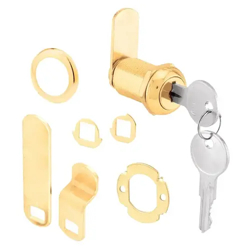 Cabinet/Drawer Lock Bright Brass Gold Steel Bright Brass Cabinet/Drawer Lock Bright Brass Gold Steel Bright Brass