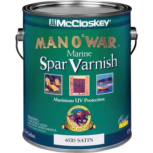 Man O'War Satin Low VOC Marine Spar Interior & Exterior Varnish, Gallon Clear