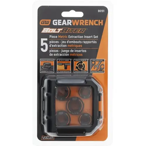 GearWrench Bolt Biter Series Metric Wrench Insert Set, Chromium Molybdenum, Manganese Phosphate