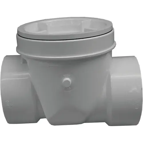 Backwater Valve, 3 in Connection, Hub, PVC White Backwater Valve, 3 in Connection, Hub, PVC White