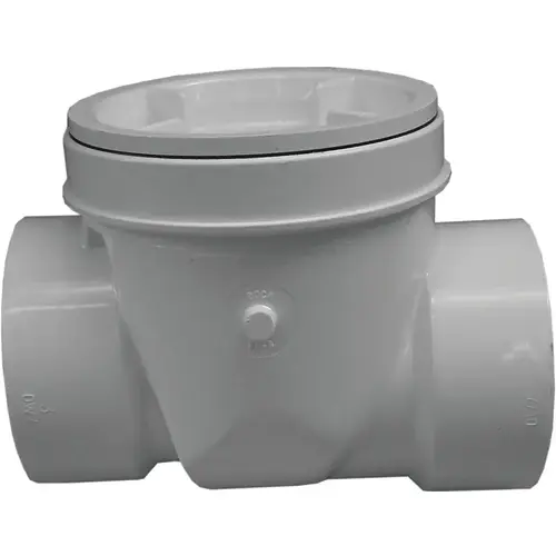 Backwater Valve, 4 in Connection, Hub, PVC White Backwater Valve, 4 in Connection, Hub, PVC White