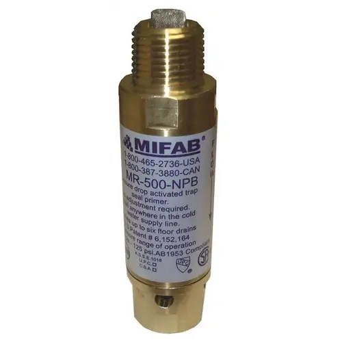M-500 PRESSURE DROP ACTIVATED TRAP SEAL PRIMER FOR UP TO 3 FLOOR DRAIN TRAPS, 1/2 IN. CONNECTIONS Bronze