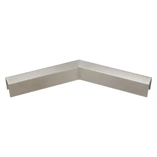 Brushed Stainless 11 Gauge 135 Degree Horizontal Corner for 3/4" Glass Crisp Corner Low Profile Cap Rail Brushed Stainless 11 Gauge 135 Degree Horizontal Corner for 3/4" Glass Crisp Corner Low Profile Cap Rail