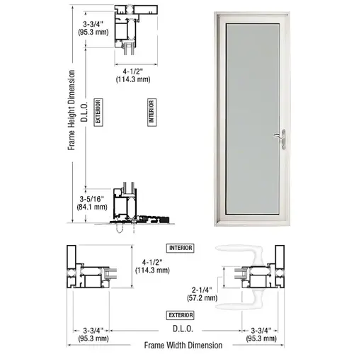 White KYNAR Paint Series 925 Single Patio Door Hinge Right Swing Out White KYNAR Paint Series 925 Single Patio Door Hinge Right Swing Out