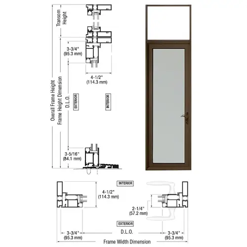 Class I Bronze Black Anodized Series 925 Single Transom Patio Door Hinge Left Swing Out Class I Bronze Black Anodized Series 925 Single Transom Patio Door Hinge Left Swing Out