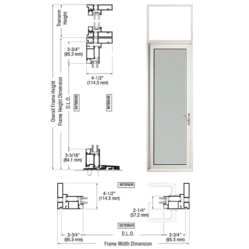 White KYNAR Paint Series 925 Single Transom Patio Door Hinge Left Swing Out White KYNAR Paint Series 925 Single Transom Patio Door Hinge Left Swing Out