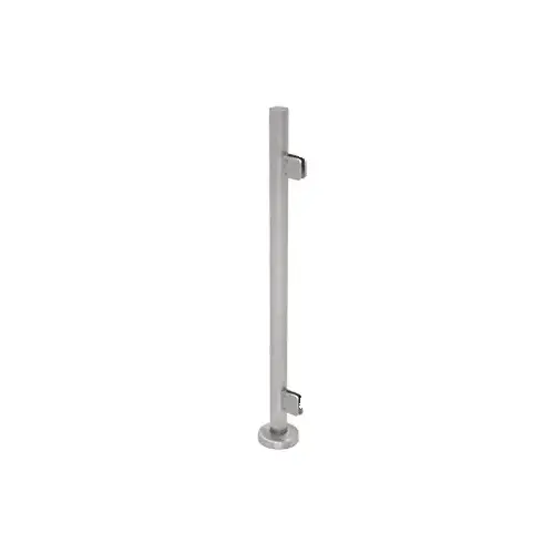 Brushed Stainless Steel Round 42" Tall End Post Kit With Square Clamps Brushed Stainless Steel Round 42" Tall End Post Kit With Square Clamps