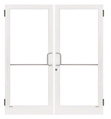 CRL-U.S. Aluminum 1D42552 White KYNAR Paint Custom Pair Series 400T Thermal Medium Stile Butt Hinge Entrance Doors for Surface Mount Door Closers