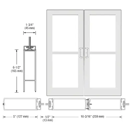 White KYNAR Paint Custom Pair Series 550 Wide Stile Center Pivot Entrance Doors With Panics for Overhead Concealed Door Closers White KYNAR Paint Custom Pair Series 550 Wide Stile Center Pivot Entrance Doors With Panics for Overhead Concealed Door Closers