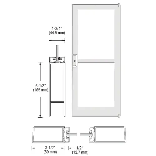 White KYNAR Paint 400 Series Medium Stile (RHR) HRSO Single 3'0 x 7'0 Offset Hung with Pivots for Surf Mount Closer Complete Panic Door with Std. Panic and Bottom Rail White KYNAR Paint 400 Series Medium Stile (RHR) HRSO Single 3'0 x 7'0 Offset Hung with Pivots for Surf Mount Closer Complete Panic Door with Std. Panic and Bottom Rail