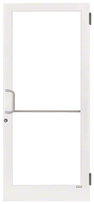 CRL-U.S. Aluminum 1D41552 White KYNAR Paint Custom Single Series 400T Thermal Medium Stile Butt Hinge Entrance Door for Surface Mount Door Closer