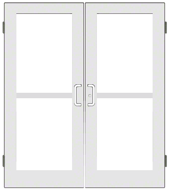 CRL-U.S. Aluminum DZ52552 White KYNAR Paint Custom Size Pair Series 550 Wide Stile Butt Hinge Entrance Door For Panics and Surface Mount Door Closers