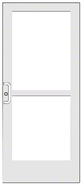 CRL-U.S. Aluminum CZ42752LA36 White KYNAR Paint 400 Series Medium Stile Active Leaf of Pair 3'0 x 7'0 Center Hung for OHCC w/Standard Push Bars Complete Panic Door with Std. Panic and 9-1/2" Bottom Rail