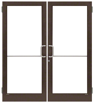 CRL-U.S. Aluminum 1D42522 Dark Bronze/Black Anodized Class 1 Custom Pair Series 400T Thermal Medium Stile Butt Hinge Entrance Doors for Surface Mount Door Closers