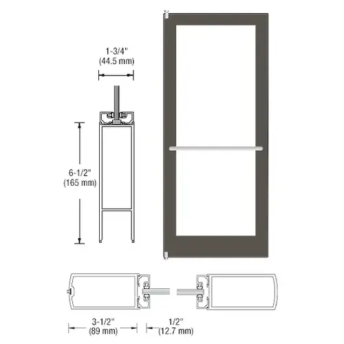 Bronze Black Anodized 400 Series Medium Stile Inactive Leaf of Pair 3'0 x 7'0 Center Hung for OHCC w/Standard Push Bars Complete Door Std. MS Lock & Bottom Rail Bronze Black Anodized 400 Series Medium Stile Inactive Leaf of Pair 3'0 x 7'0 Center Hung for OHCC w/Standard Push Bars Complete Door Std. MS Lock & Bottom Rail