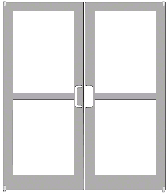 CRL-U.S. Aluminum DZ42211 Clear Anodized Custom Pair Series 400 Medium Stile Offset Pivot Entrance Doors For Panics for Surface Mount Door Closers