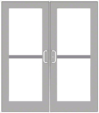 CRL-U.S. Aluminum DZ52711 Clear Anodized Custom Pair Series 550 Wide Stile Center Pivot Entrance Doors With Panics for Overhead Concealed Door Closers