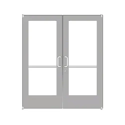 Clear Anodized Custom Pair Series 550 Wide Stile Offset Pivot Entrance Doors for Surface Mount Door Closers