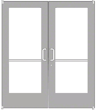 CRL-U.S. Aluminum DC52211 Clear Anodized Custom Pair Series 550 Wide Stile Offset Pivot Entrance Doors for Surface Mount Door Closers