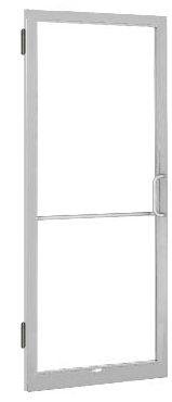 CRL-U.S. Aluminum DC22511R136 Clear Anodized 250 Series Narrow Stile Inactive Leaf of Pair 3'0 x 7'0 Offset Hung with Butt Hinges for Surf Mount Closer Complete Door Std. MS Lock & Bottom Rail