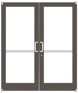 CRL-U.S. Aluminum DC42222 Bronze Black Anodized Custom Pair Series 400 Medium Stile Offset Pivot Entrance Doors for Surface Mount Door Closers