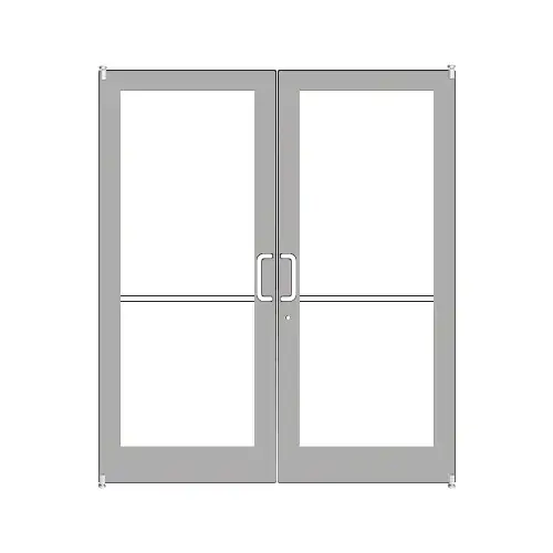 Clear Anodized Custom Pair Series 400 Medium Stile Offset Pivot Entrance Doors for Surface Mount Door Closers Clear Anodized Custom Pair Series 400 Medium Stile Offset Pivot Entrance Doors for Surface Mount Door Closers