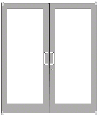 CRL-U.S. Aluminum DC42211 Clear Anodized Custom Pair Series 400 Medium Stile Offset Pivot Entrance Doors for Surface Mount Door Closers