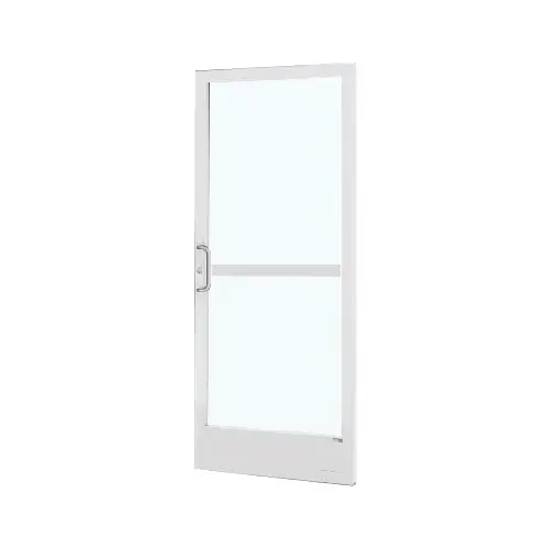 White KYNAR Paint 250 Series Narrow Stile Active Leaf of Pair 3'0 x 7'0 Offset Hung with Geared Hinged Complete Panic Door with Standard Panic and 9-1/2" Bottom Rail White KYNAR Paint 250 Series Narrow Stile Active Leaf of Pair 3'0 x 7'0 Offset Hung with Geared Hinged Complete Panic Door with Standard Panic and 9-1/2" Bottom Rail