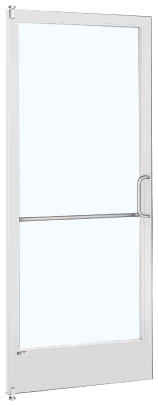 CRL-U.S. Aluminum DE22252R136 White KYNAR Paint 250 Series Narrow Stile Inactive Leaf of Pair 3'0 x 7'0 Offset Hung with Pivots for Surf Mount Closer Complete Door Std. Lock & 9-1/2" Bottom Rail