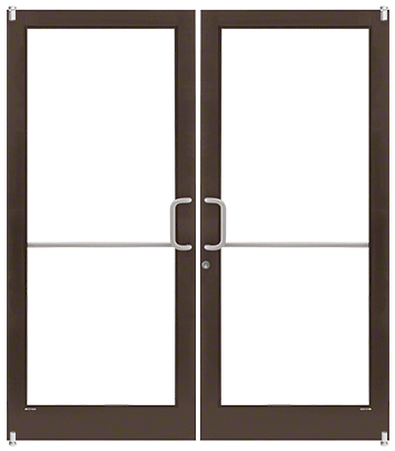 CRL-U.S. Aluminum 1D42222 Dark Bronze/Black Anodized Class 1 Custom Pair Series 400T Thermal Medium Stile Offset Pivot Entrance Doors for Surface Mount Door Closers