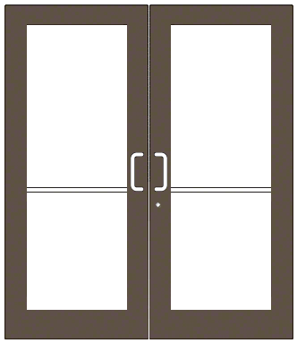 CRL-U.S. Aluminum DC52822 Bronze Black Anodized Custom Pair Series 550 Wide Stile Geared Hinge Entrance Doors for Surface Mount Door Closers