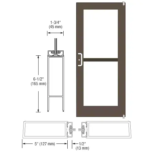 Class I Bronze Black Anodized Custom Single Series 550 Wide Stile Offset Pivot Entrance Door for Panic and Surface Mount Door Closer