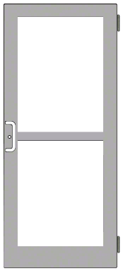 CRL-U.S. Aluminum DZ41511 Clear Anodized Series 400 Custom Medium Stile Butt Hinged Single Entrance Door for Panic and Surface Mount Door Closer