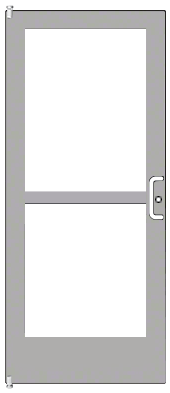 CRL-U.S. Aluminum CR41211R036 Clear Anodized Standard Single 36" x 84" Series 400 Medium Stile Right Side Latch Offset Pivot Entrance Door for Surface Mount Door Closer