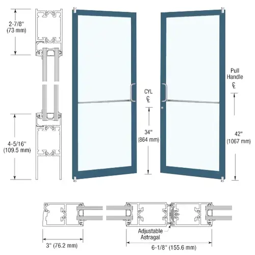 Custom KYNAR Paint Custom Pair Series 250T Narrow Stile Offset Pivot Thermal Entrance Doors for Surface Mount Door Closers Custom KYNAR Paint Custom Pair Series 250T Narrow Stile Offset Pivot Thermal Entrance Doors for Surface Mount Door Closers