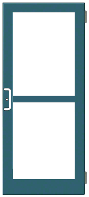 CRL-U.S. Aluminum DZ41571 Custom KYNAR Paint Custom Single Series 400 Medium Stile Butt Hinged Entrance Door With Panic for Surface Mount Door Closer