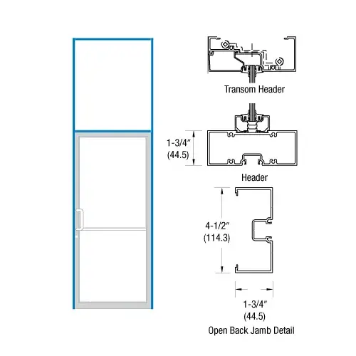 Clear Anodized 39-1/2" x 126" Series 450 Right Hand Open Back Offset Pivot Transom Frame Complete (1FT) Clear Anodized 39-1/2" x 126" Series 450 Right Hand Open Back Offset Pivot Transom Frame Complete (1FT)