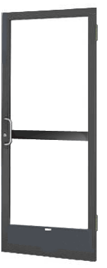 CRL-U.S. Aluminum 1CZ21522L036 Bronze Anodized 250 Series Narrow Stile (RHR) HRSO Single 3' x 7' Offset Hung with Butt Hinges for Surface Mount Closer Complete Panic Door for 1" Glass with Standard Panic and 9-1/2" Bottom Rail