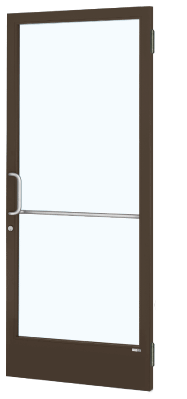 CRL-U.S. Aluminum 1HE22522LA36 Bronze Black Anodized 250 Series Narrow Stile Active Leaf of Pair 3'0 x 7'0 Offset Hung with Butt Hinges for Surf Mount Closer Complete Door for 1" Glass with Standard MS Lock, 7-1/2" Standard Bottom Rail